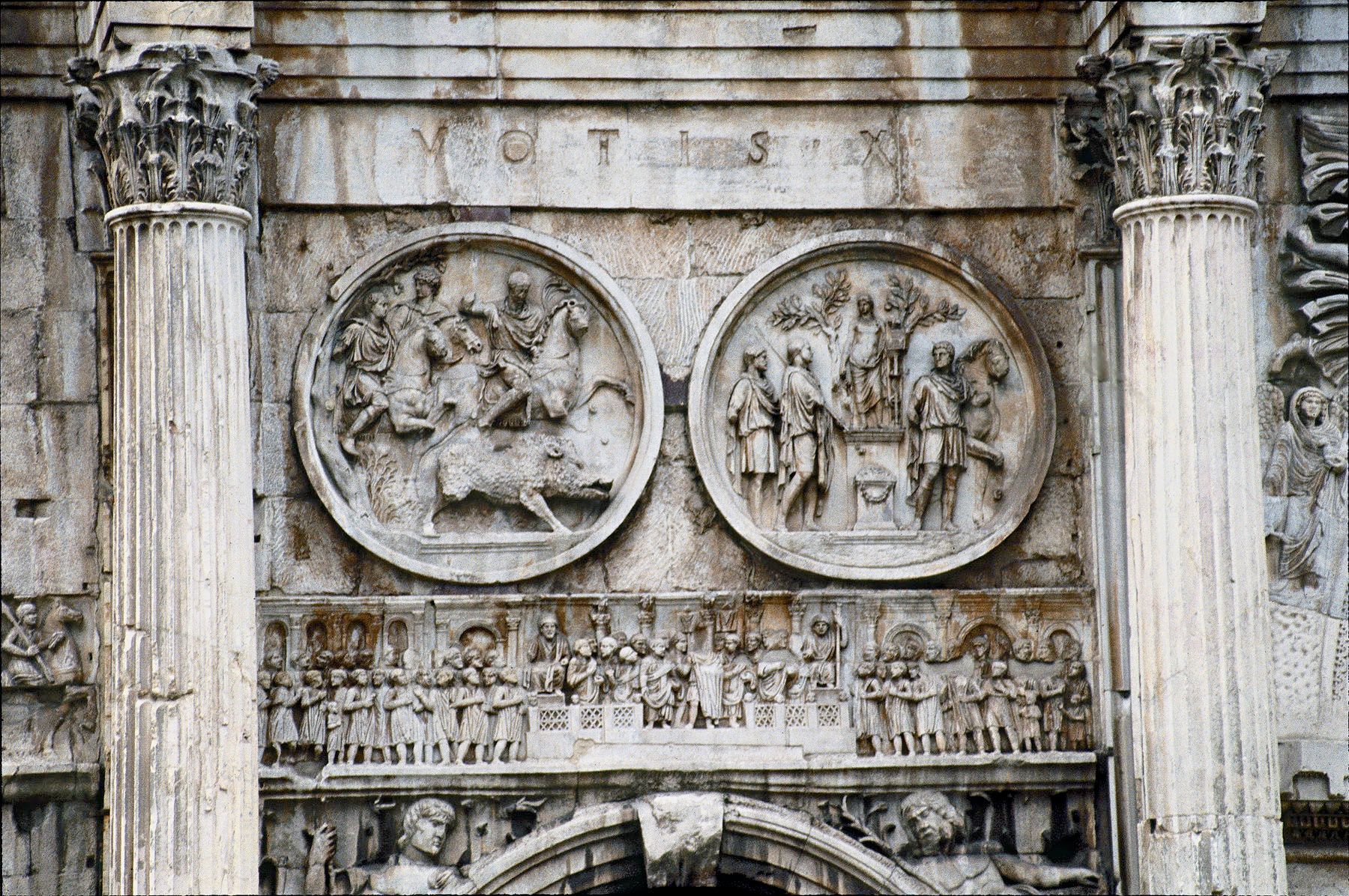 Northside of Constantinian relief from Arch of Constantine (312-15 CE), Rome.